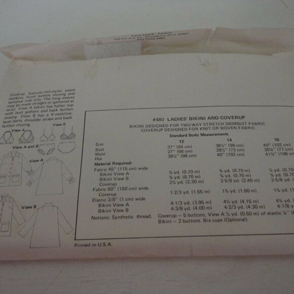 Vintage Kwik Sew 480 Bikini Cover up Pattern uncut - Picture 2 of 2